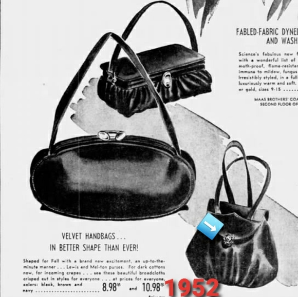 Vintage 1950's Mel-Ton Blue Satin Clutch Purse with Ornate Jewel Clasp - Picture 11 of 12